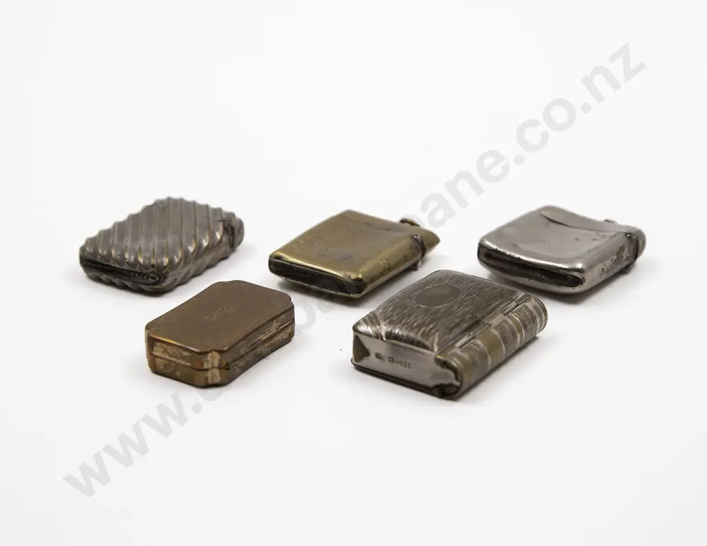 Four Metal Vesta Cases and Box Including; Box Form Vesta Case with Sovereign Holder Image 1++