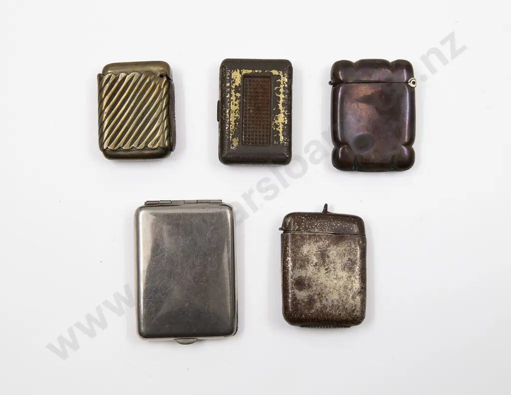Five Vesta Cases Including; Brass Case Depicting Queen Victoria (Faults) Image 1++