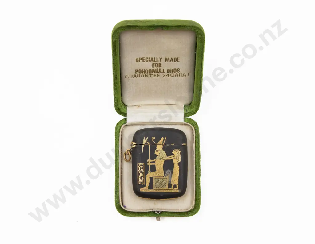 Early C20th Niello Vesta Case Gold Inlay Depicting Egyptian Scene Image 1++
