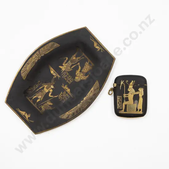 Early C20th Niello Vesta Case Gold Inlay Depicting Egyptian Scene