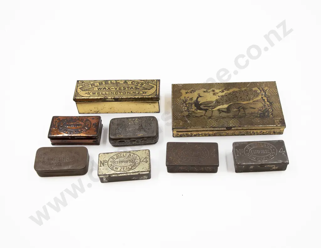Collection Eight Assorted Wax Vesta Tins Image 1++
