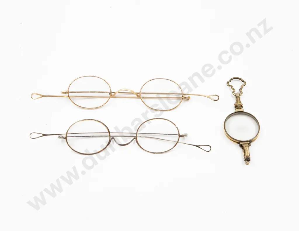 Two Pair Cased Antique Spectacles and Lorgnettes Image 1++
