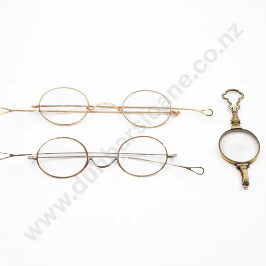 Two Pair Cased Antique Spectacles and Lorgnettes