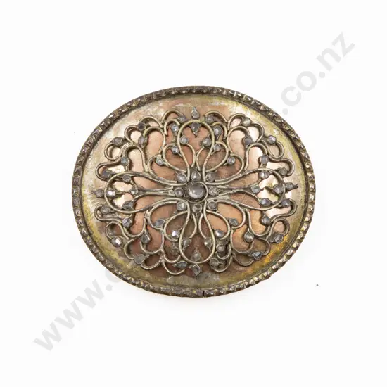 Victorian Anglo-Indian Buckle with filigree panel studded with native cut diamonds