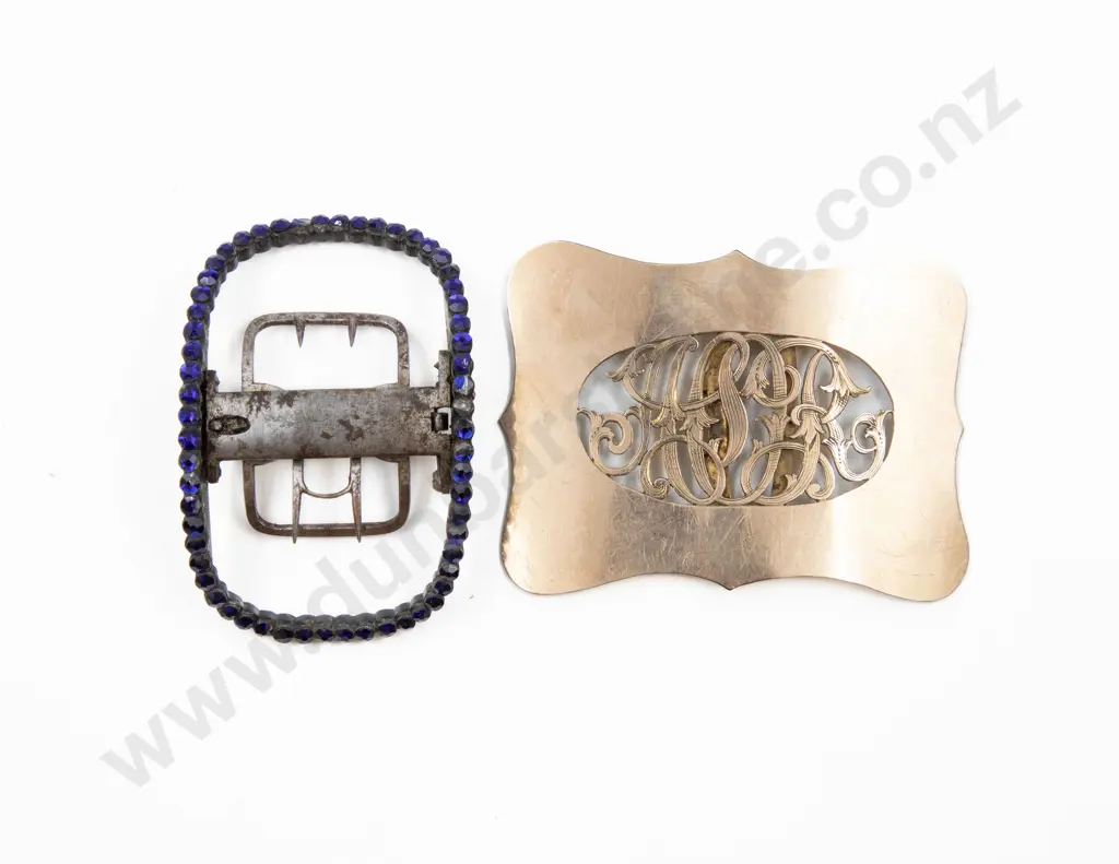 Georgian Steel and Sapphire Glass Shoe Buckle Image 1++