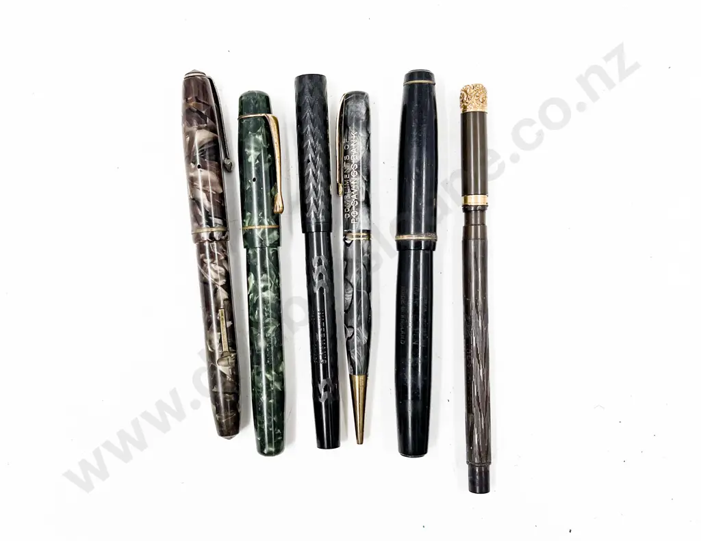Collection Six Vintage Fountain Pens and Pencils Image 1++