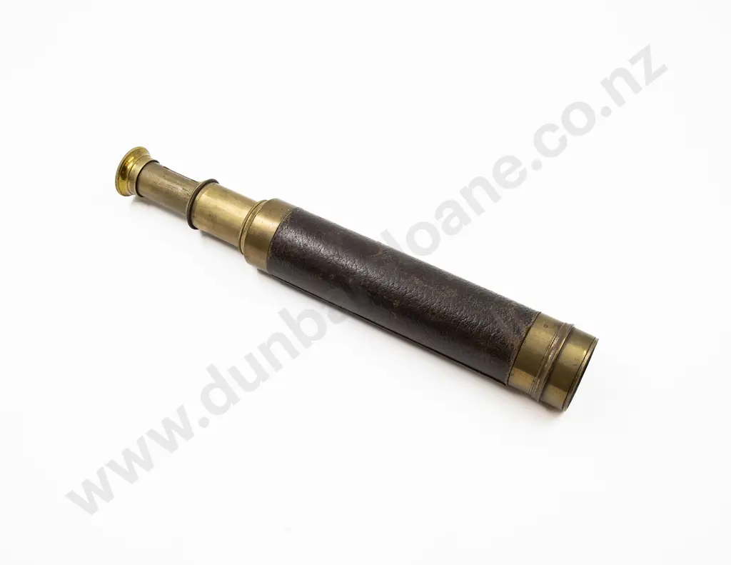 C19th Three Section Brass Telescope Image 1++