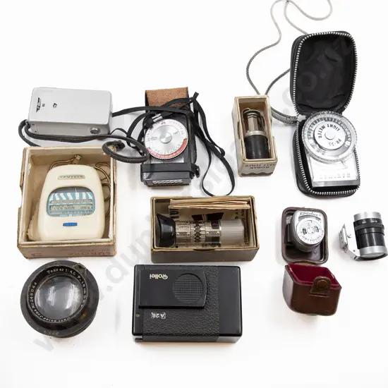 Collection Various Camera Light Meters and Gear