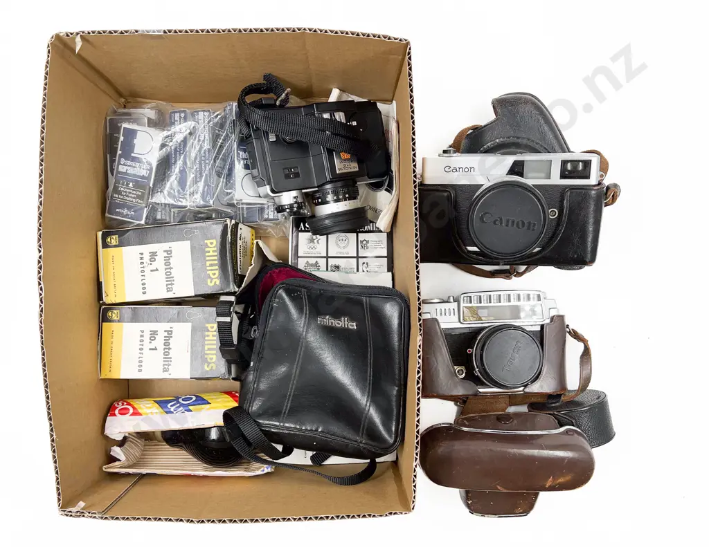 Three Vintage Cameras and Camera Gear Image 1++