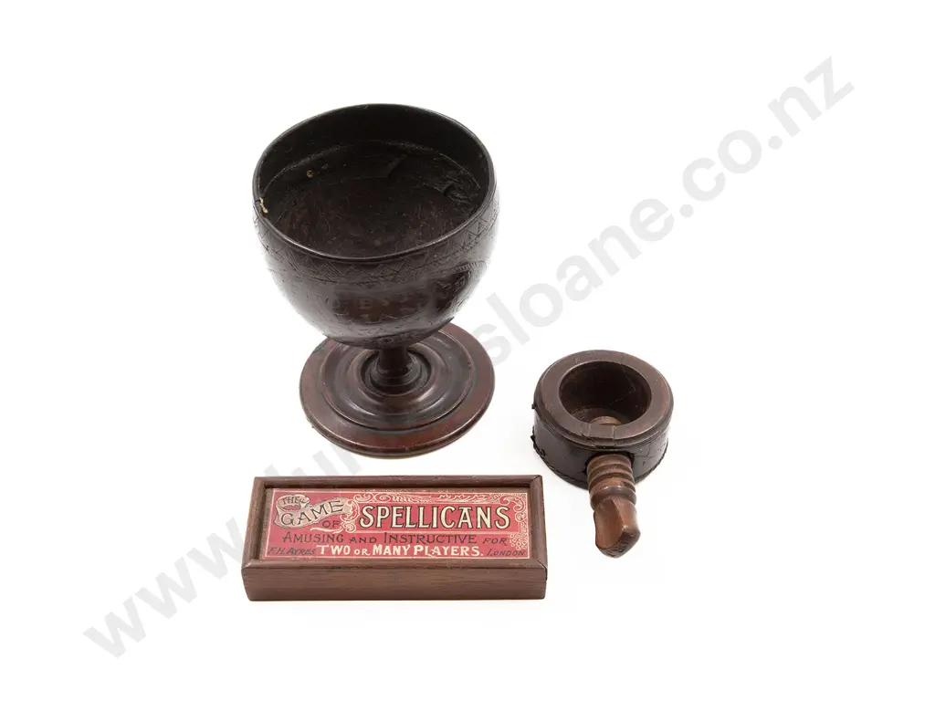 Folk Art Dated 1817 Coconut Shell Goblet Image 1++