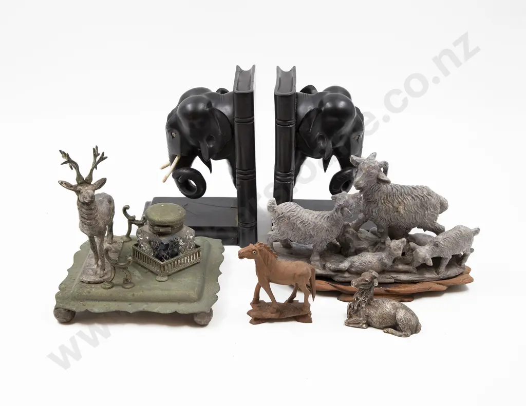 Pair of Ebony Elephant Bookends Image 1++