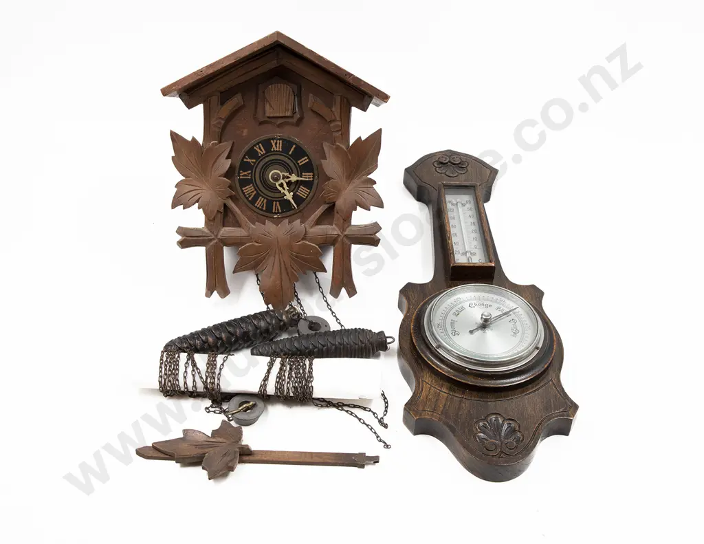 Vintage Cuckoo Clock and Barometer Image 1++