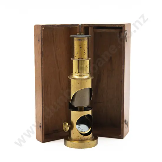 Late Victorian Field Pocket Brass Microscope
