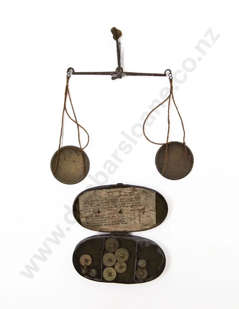 C18th Pocket Beam Balance Scales and Weights Image 1++