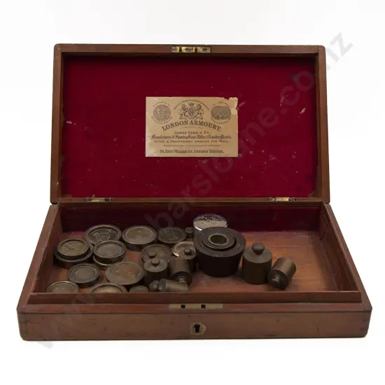 Collection Various Stacking Weights in Mahogany Box