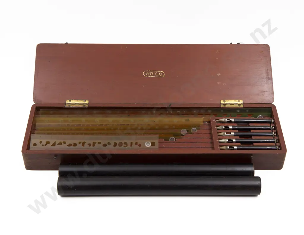 Boxed Wrico Drawing Rule Set & Two Ebony Rules Image 1++