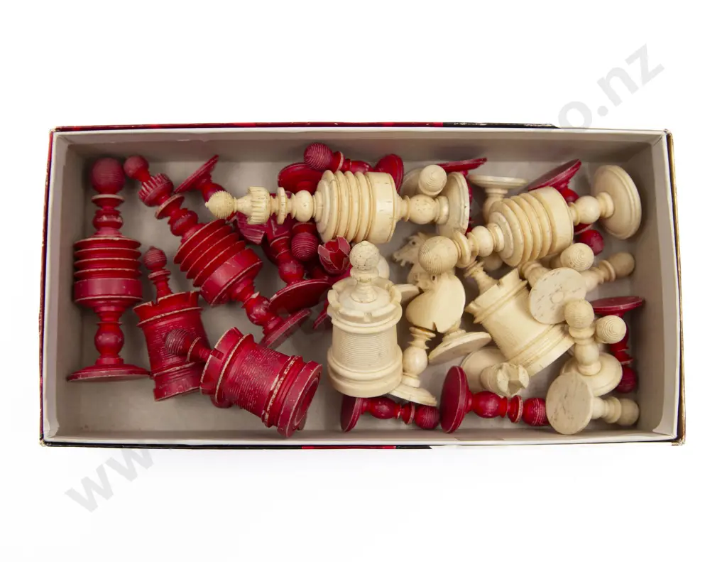 Victorian Stained Bone Chess Set Image 1++