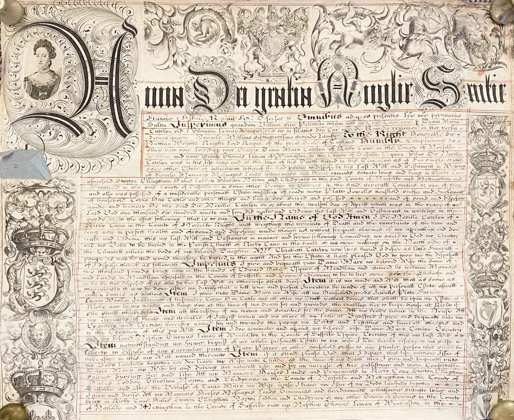 Part Queen Anne 1665 – 1714 Period Document Parchment Image 1++