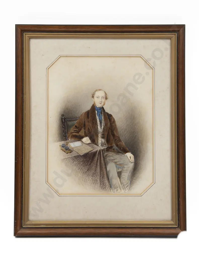 C19th Watercolour Portrait Study of a Young Gentleman Image 1++