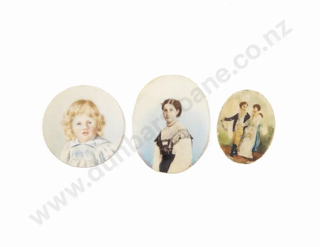 Three Unframed Miniature Portrait Panels Image 1++