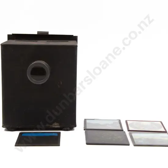 Victorian Simple Lantern Slide Projector and five slides