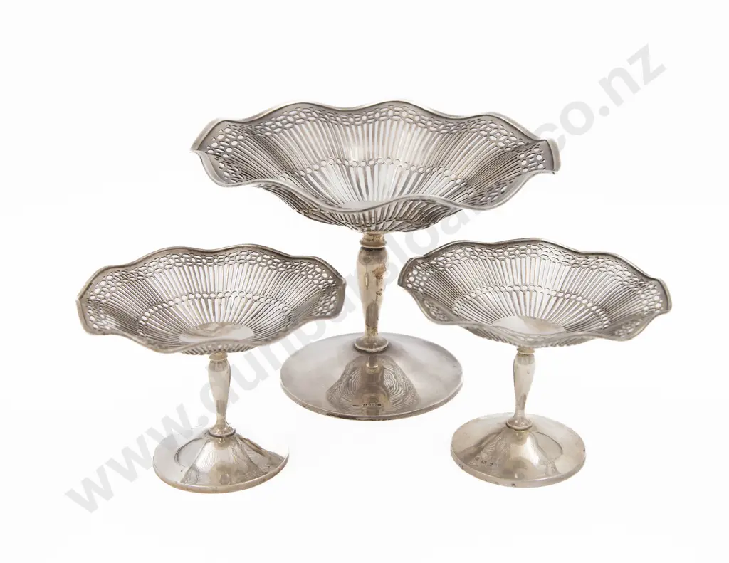 3pce S/S Ornate Compote Garniture Image 1++