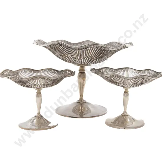 3pce S/S Ornate Compote Garniture