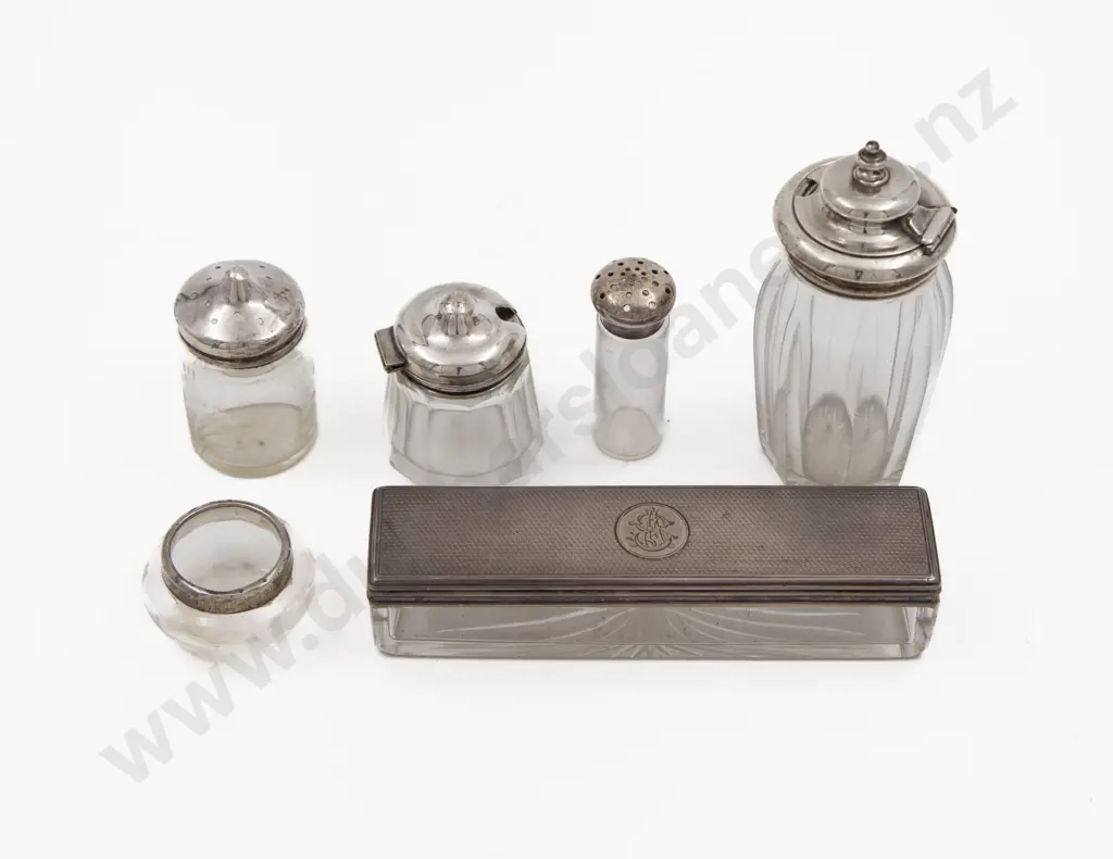 S/S & Glass Vanity Case Box with S/S Topped Jam Jar Image 1++