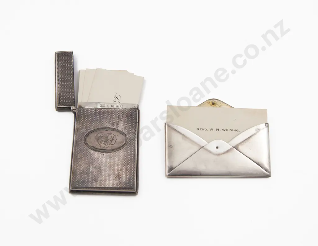 Two S/S Calling Card Case Birmingham 1870 & 1910 Image 1++