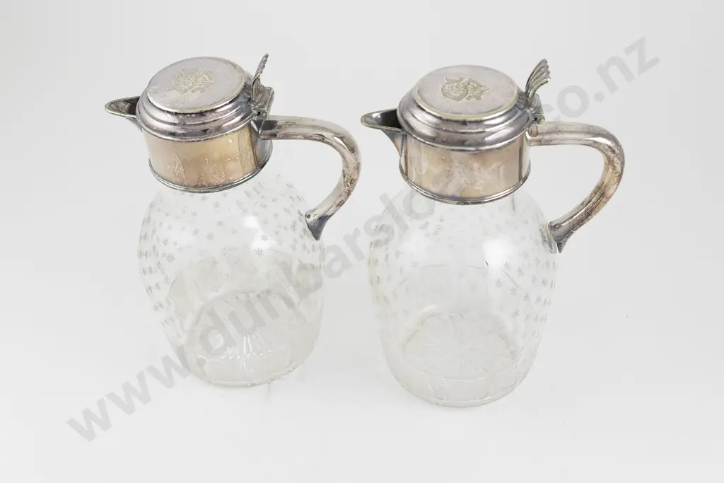 An Attractive Pair Of Late Vict/Edw Cut Glass Claret Jugs Image 1++