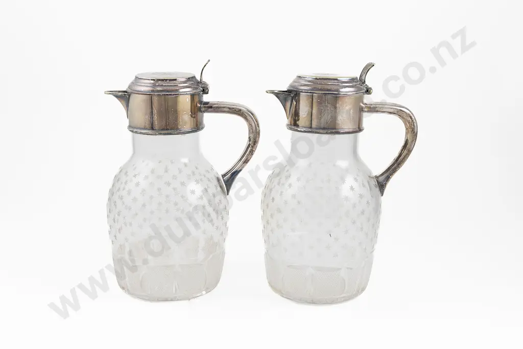 An Attractive Pair Of Late Vict/Edw Cut Glass Claret Jugs Image 1++