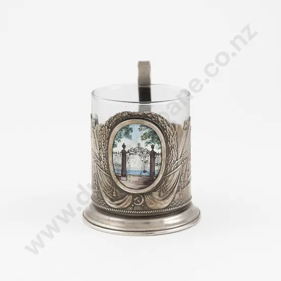 Russian S/P & Enamel Decorative Tea Cup