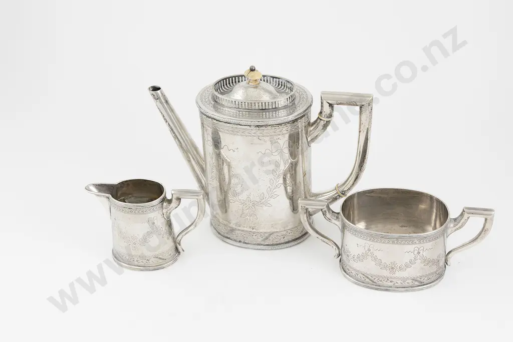 Danish S/S 3 Piece Coffee Set By S & M Benzen Image 1++