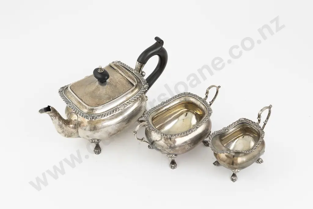 Composed Edw VII S/S 3 Piece Batchelors Tea Set Image 1++