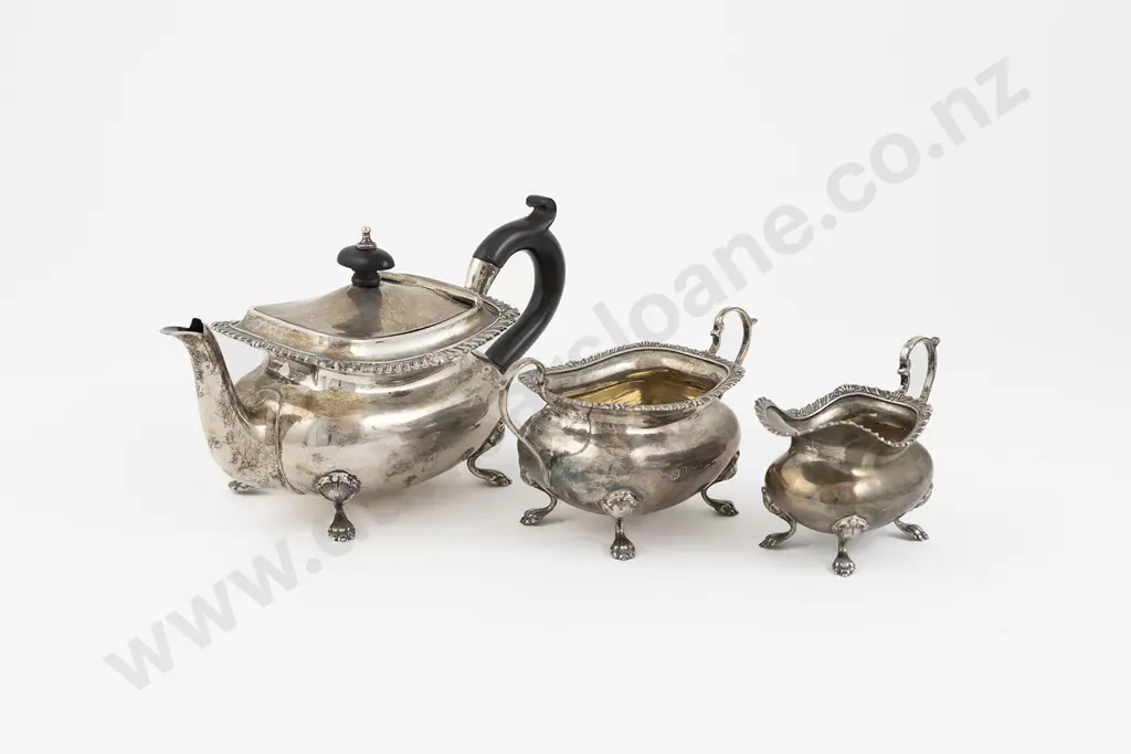 Composed Edw VII S/S 3 Piece Batchelors Tea Set Image 1++