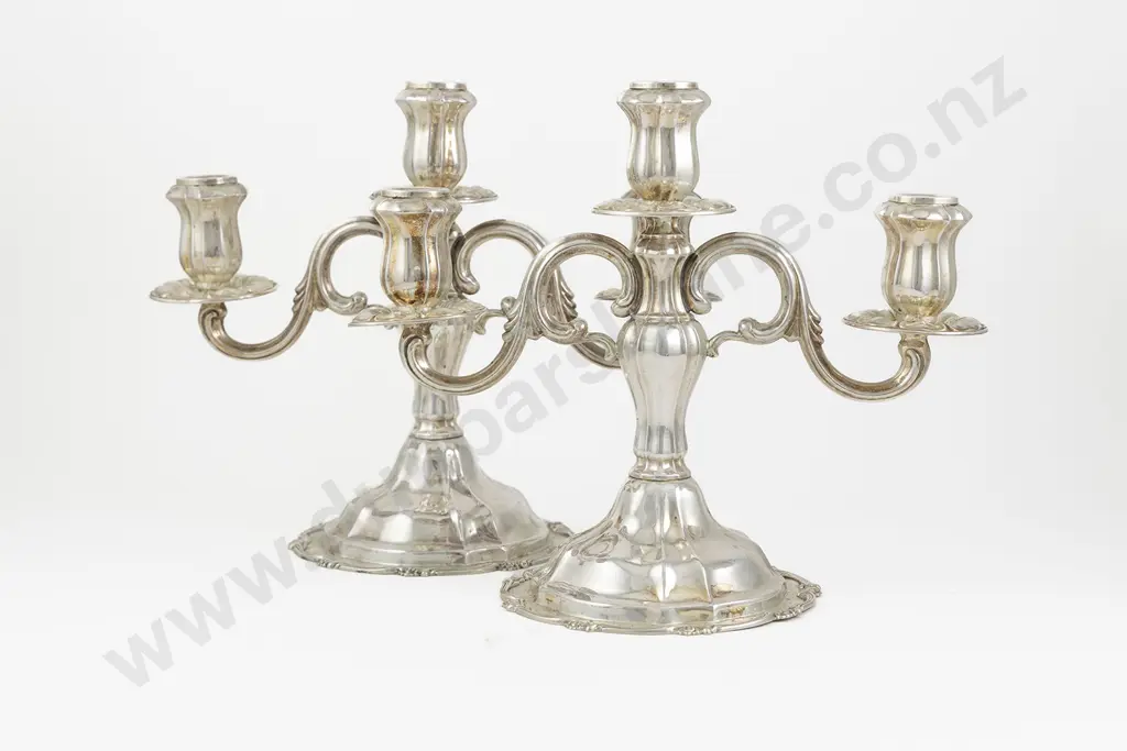 Pair Of Peruvian S/S Table Candlesticks Image 1++