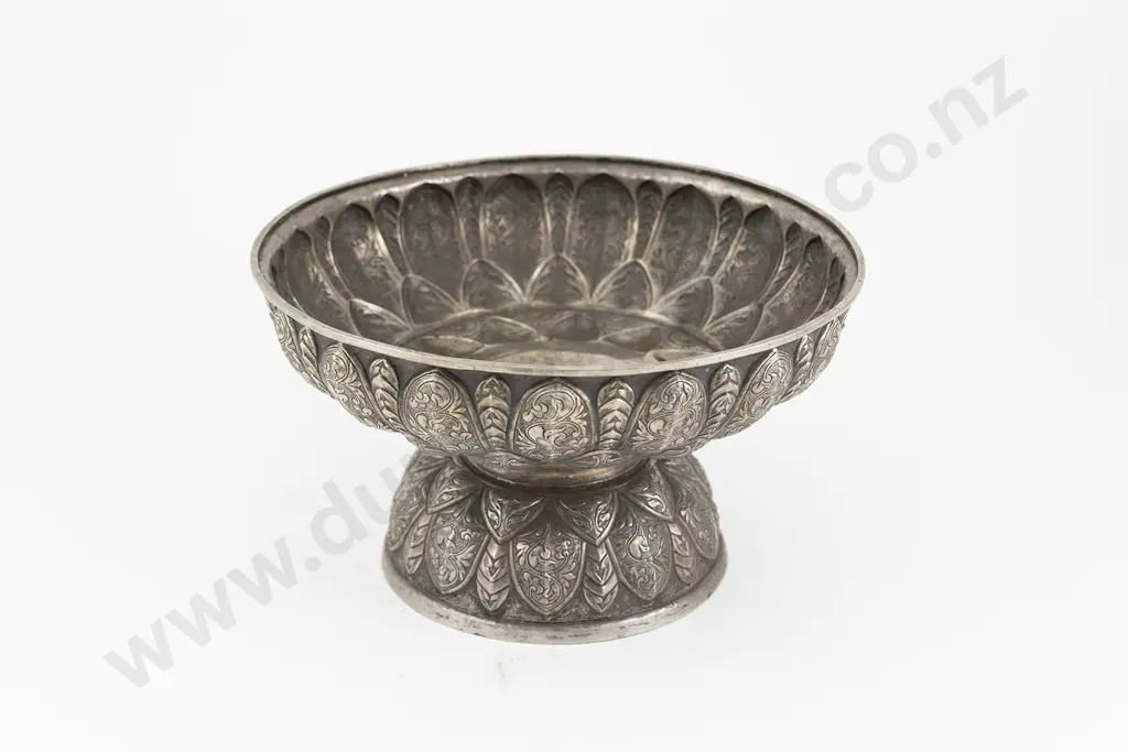 Asian Silver Footed Circular Fruit Bowl Image 1++