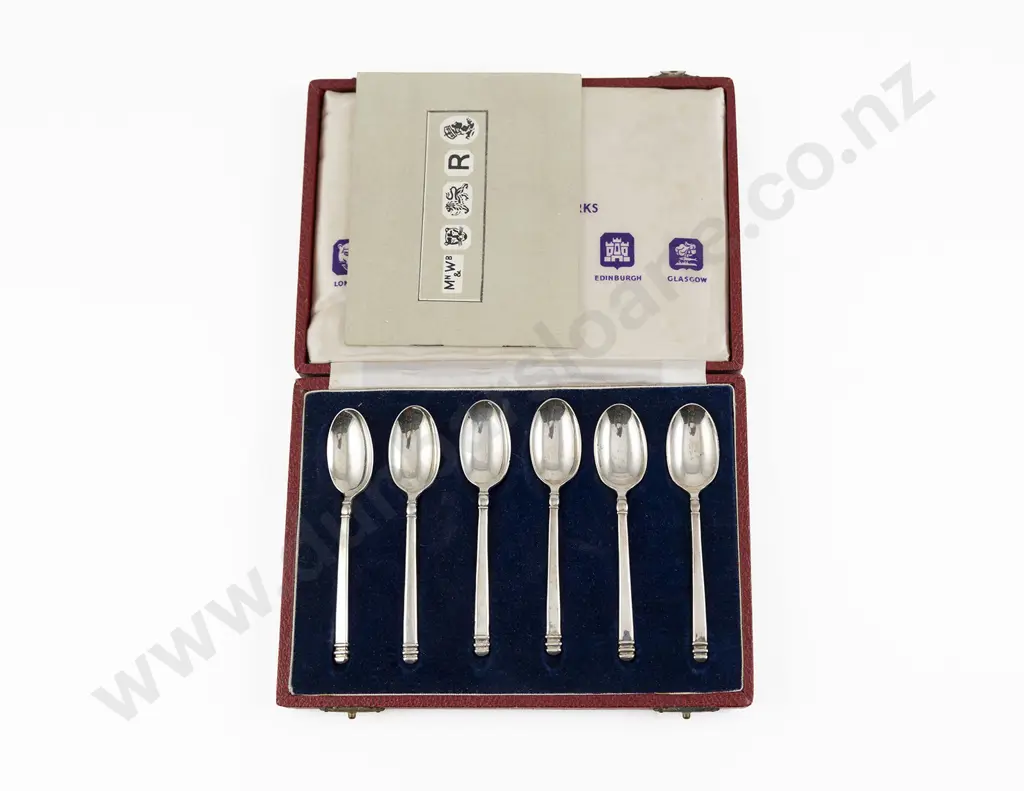 Cased Set Of 6 British Hallmarks S/S Coffee Spoons by Mappin & Webb Image 1++