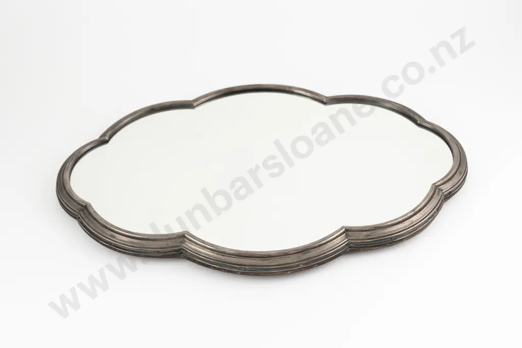 Italian Florence .800 Silver Framed Mirrored Cake Stand Image 1++
