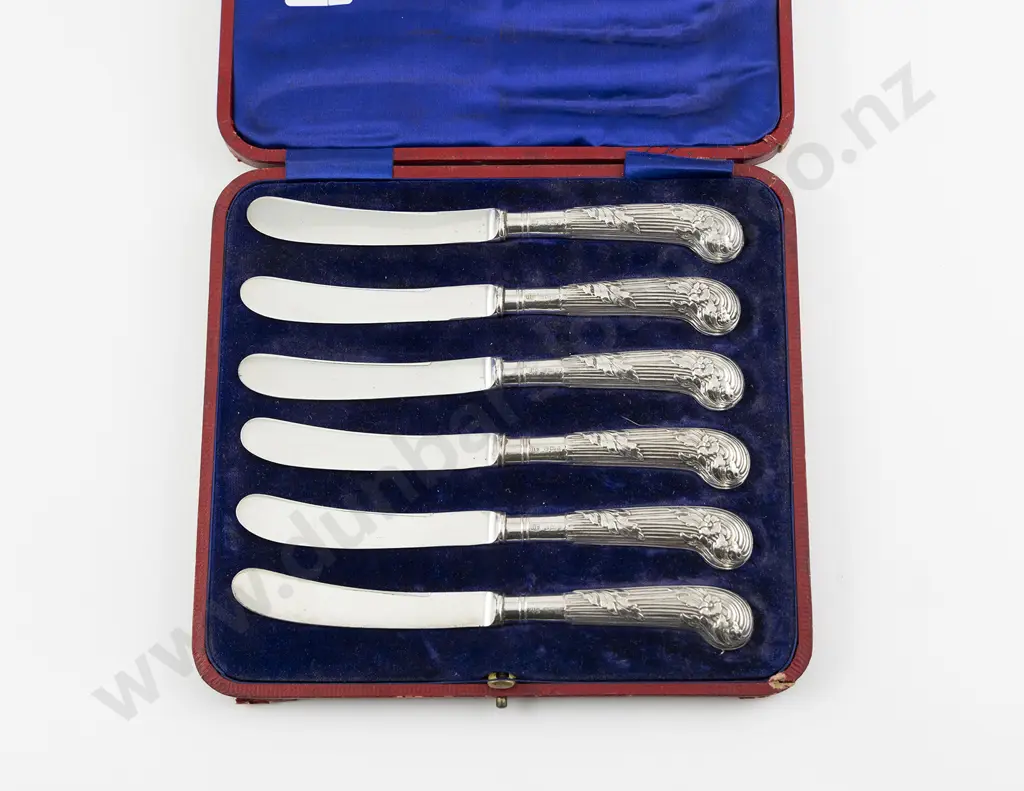 Cased Set Of 6 Edw VII S/S Handled Afternoon Tea Knives Image 1++