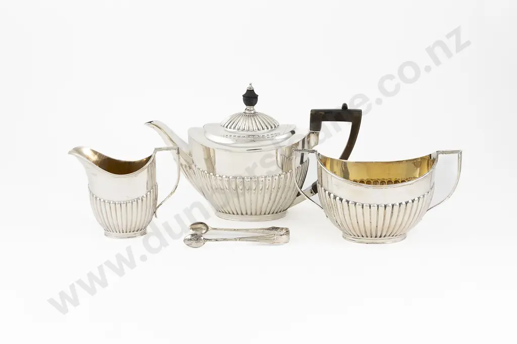 Vict Mahogany Cased S/S 4 Piece Tea Set By The Goldsmiths & Silversmiths Co Image 1++
