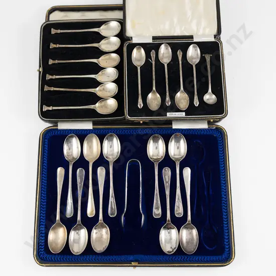 3 Cased Sets Of S/S Tea & Coffee Spoons