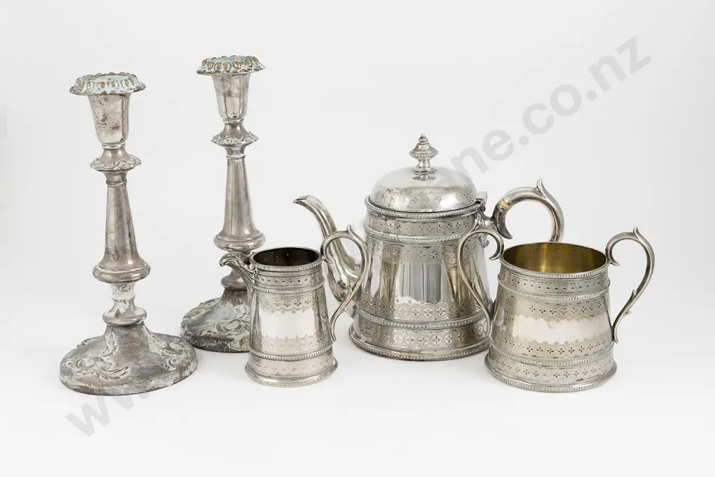 Vict S/P 3 Piece Teaset Image 1++