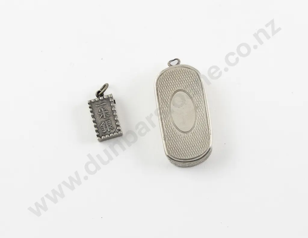 Vict S/S Vinaigrette & Small Chinese Silver Box Pendant Image 1++