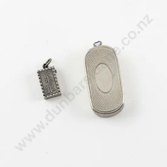 Vict S/S Vinaigrette & Small Chinese Silver Box Pendant