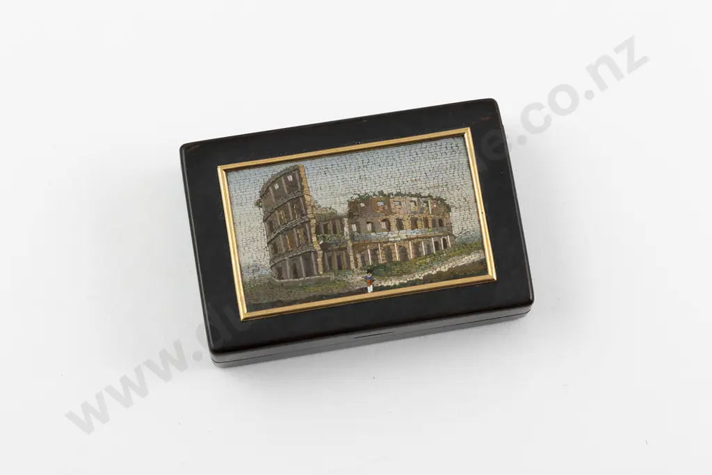 C19th Italian Grand Tour Tortoiseshell & Micro Mosaic Snuff Box Image 1++
