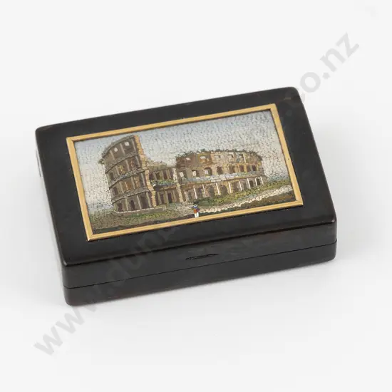 C19th Italian Grand Tour Tortoiseshell & Micro Mosaic Snuff Box