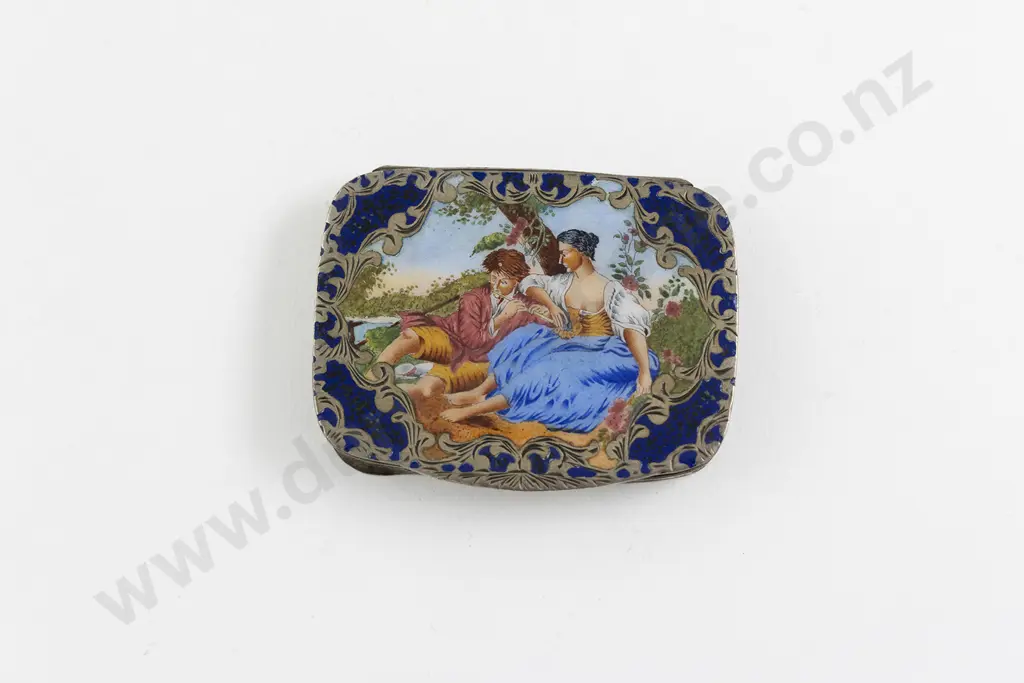 C19th European .800 Silver and Enamel Powder Box Image 1++