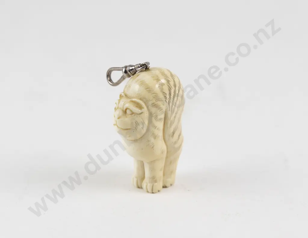 Carved Ivory Cat Pendant Image 1++