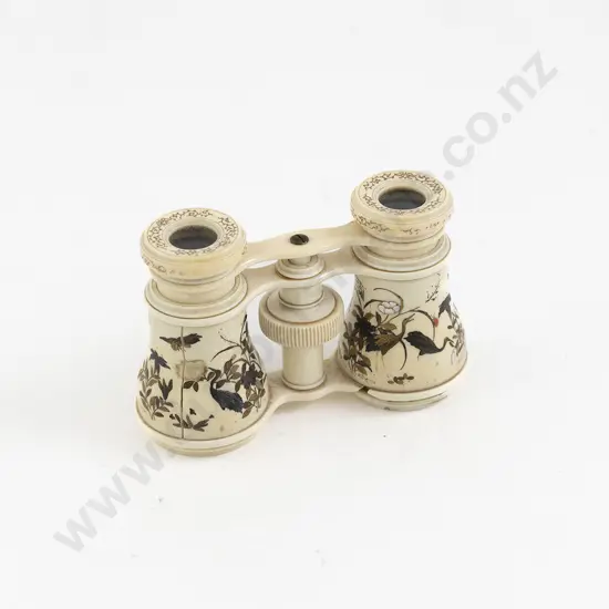 Pair Late C19th Ivory & Shibayama Opera Glasses